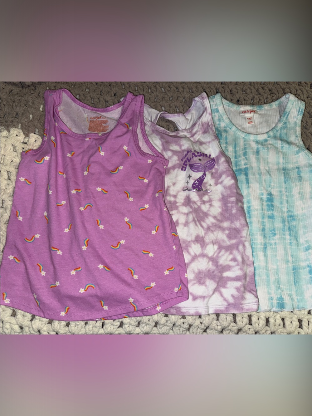 Cat & Jack Purple Rainbow Tank Top Trio